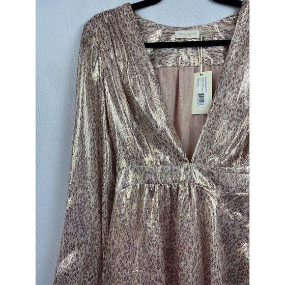 Women’s Ramy Brook Silk Gold Scale Printed Wrap Style Dress Sz 4 - Picture 2 of 7